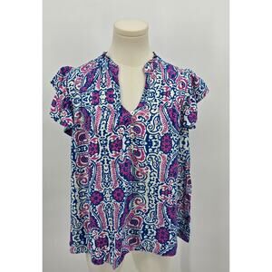 Entro Boho Paisley Flutter Sleeve Top – Size M